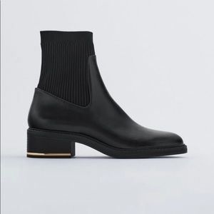 Worn once! Zara Black Sock Style Boot Bootie